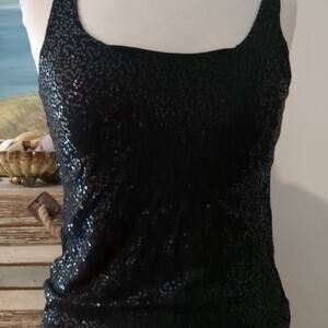 Talbot's black sequin tank top size small